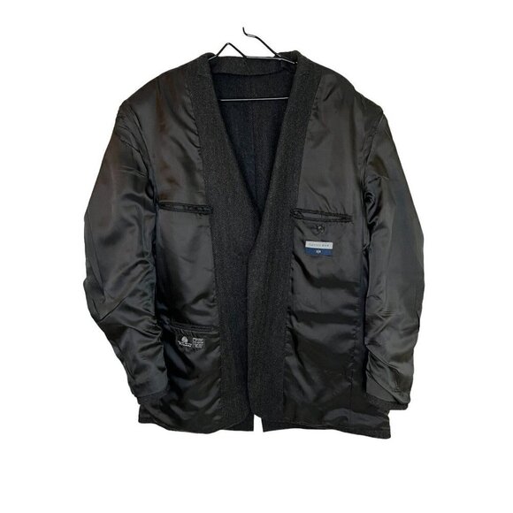 Savile Row Sport Coat Blazer Jacket Size 44 L Gray 100% Wool Tweed Herringbone - Picture 13 of 15